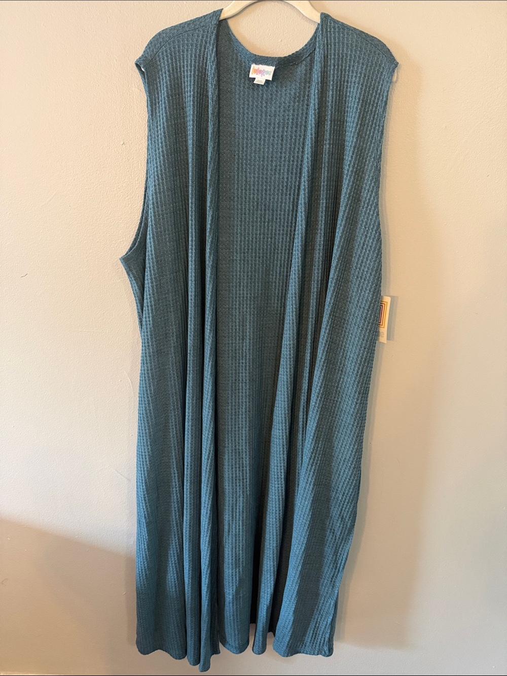 LuLaRoe Sleeveless Long Open Duster in Teal Blue